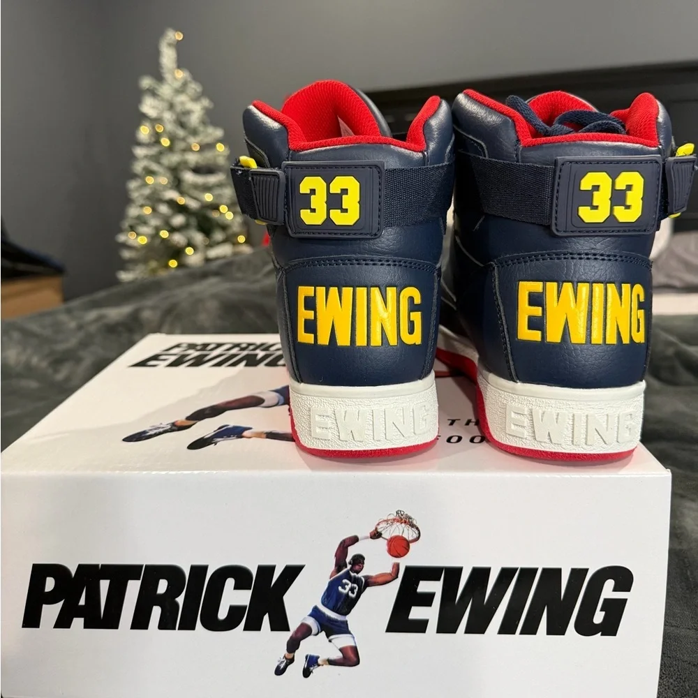 Patrick Ewing Navy and Red High-Top Sneakers Size 9M - Picture 1 of 5